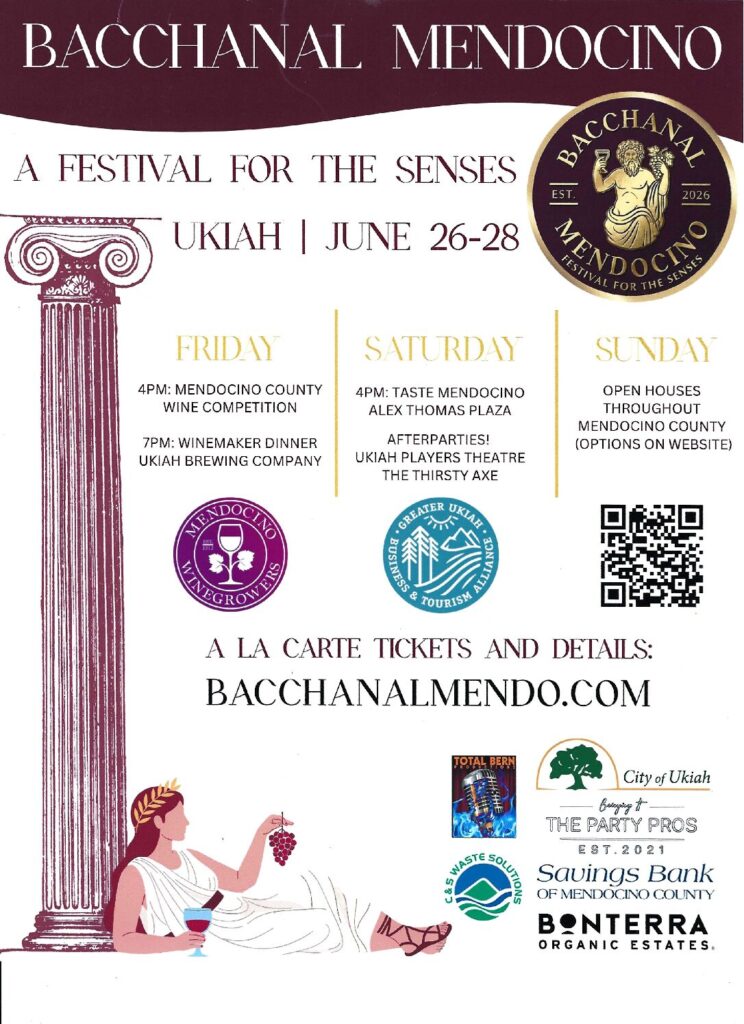 Bacchanal Mendocino Open House flyer